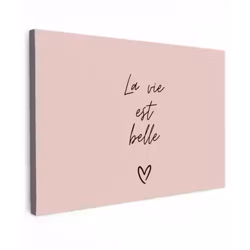 La vie est belle met Hart Tuinposter op houten frame 2 cm dik klein -3d