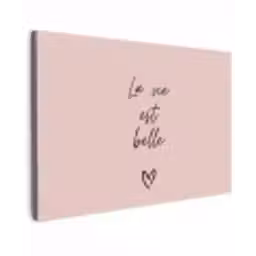 La vie est belle met Hart Tuinposter op houten frame 2 cm dik klein -3d