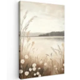 Meer - Water - Natuur - Beige Tuinposter op houten frame 2 cm dik klein -3d