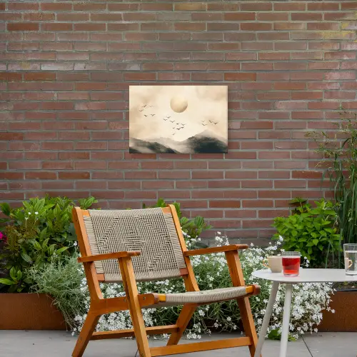 Landschap - Japandi - vogel Tuinposter op houten frame 2 cm dik klein -sfeer3