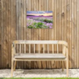 Lavendelvelden bij zonsondergang Tuinposter op houten frame 2 cm dik klein -sfeer4