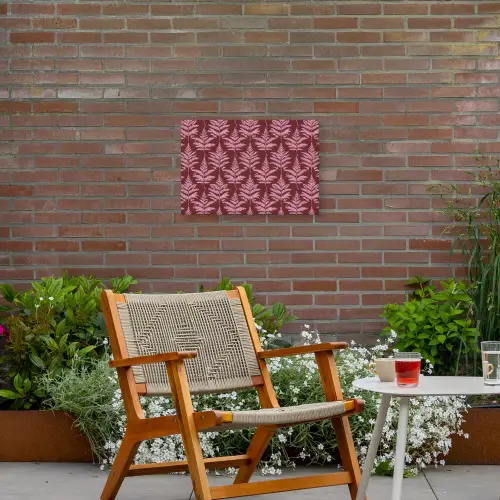 Blad - Patroon - Paars Tuinposter op houten frame 2 cm dik klein 845 -sfeer3