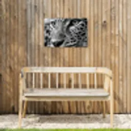 Luipaard - Zwart - Wit - Oog Tuinposter op houten frame 2 cm dik klein -sfeer4