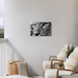 Luipaard - Zwart - Wit - Oog Tuinposter op houten frame 2 cm dik klein -sfeer1
