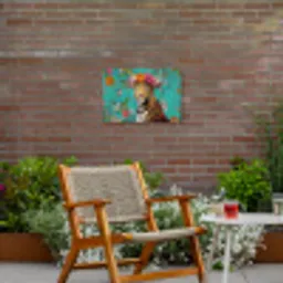 Luipaard - Bloemen - Kroon Tuinposter op houten frame 2 cm dik klein -sfeer3