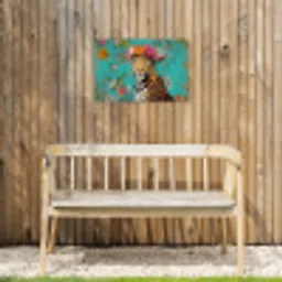 Luipaard - Bloemen - Kroon Tuinposter op houten frame 2 cm dik klein -sfeer4