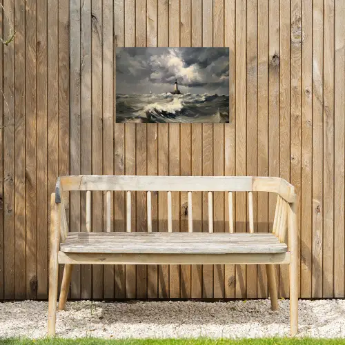 Vuurtoren - Golven - Storm Tuinposter op houten frame 2 cm dik klein -sfeer4