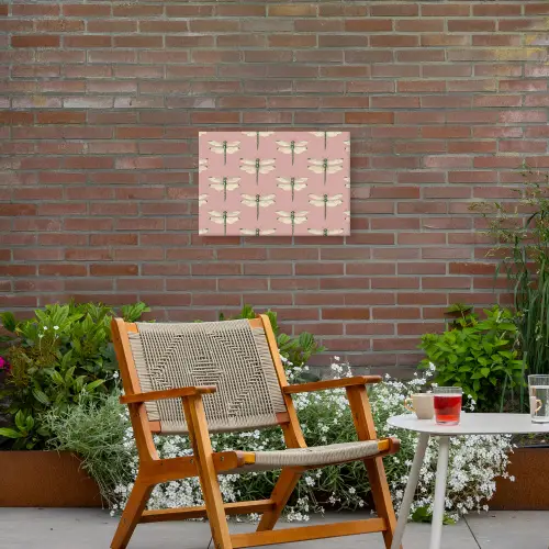 Lillibellen - Patroon - Roze Tuinposter op houten frame 2 cm dik klein 845 -sfeer3
