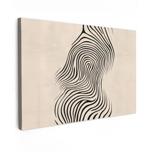 Lijnen - Abstract - Golvend - Zwart Tuinposter op houten frame 2 cm dik klein -3d