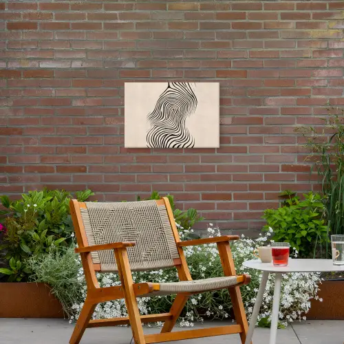 Lijnen - Abstract - Golvend - Zwart Tuinposter op houten frame 2 cm dik klein -sfeer3