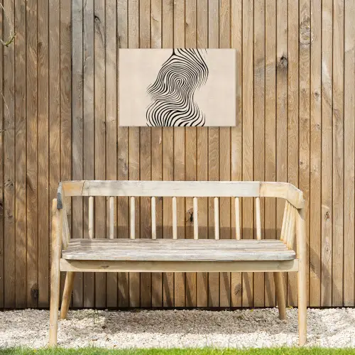 Lijnen - Abstract - Golvend - Zwart Tuinposter op houten frame 2 cm dik klein -sfeer4