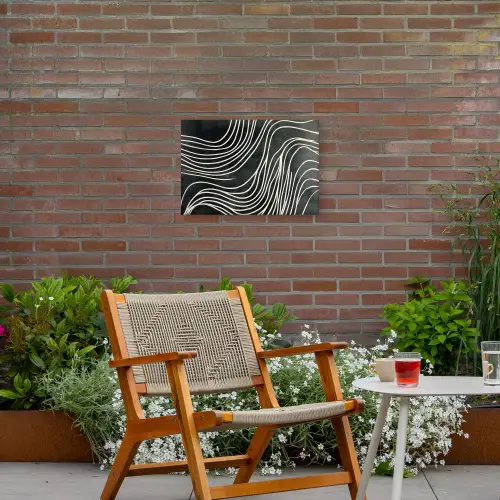 Lijnen - Patroon - Abstract - Wit Tuinposter op houten frame 2 cm dik klein -sfeer3