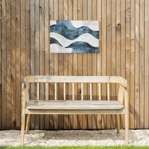 Lijnen - Golven - Abstract - Blauw Tuinposter op houten frame 2 cm dik klein -sfeer4