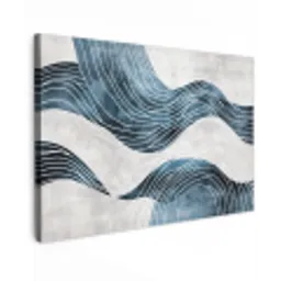 Lijnen - Golven - Abstract - Blauw Tuinposter op houten frame 2 cm dik klein -3d