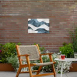 Lijnen - Golven - Abstract - Blauw Tuinposter op houten frame 2 cm dik klein -sfeer3