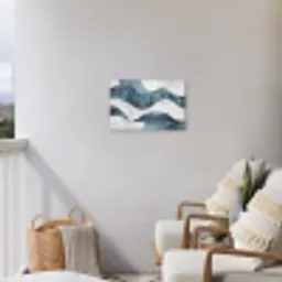 Lijnen - Golven - Abstract - Blauw Tuinposter op houten frame 2 cm dik klein -sfeer1