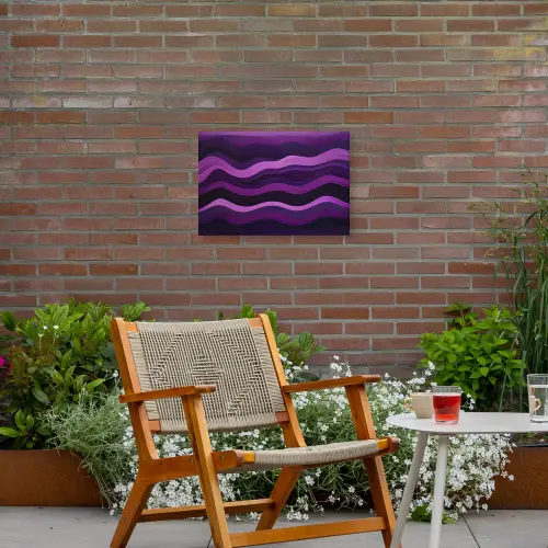 Lijnen - Golven - Paars - Abstract Tuinposter op houten frame 2 cm dik klein -sfeer3
