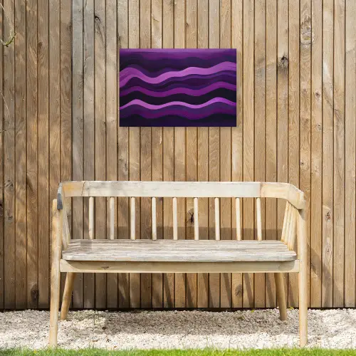 Lijnen - Golven - Paars - Abstract Tuinposter op houten frame 2 cm dik klein -sfeer4