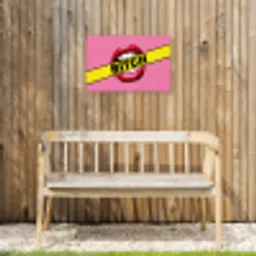 Lippen - Tekst - Kleurrijk Tuinposter op houten frame 2 cm dik klein -sfeer4