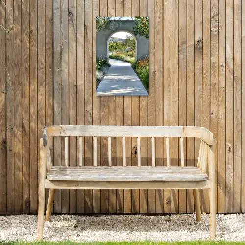 Doorkijk - Pad - Beton - Landschap Tuinposter op houten frame 2 cm dik klein -sfeer4