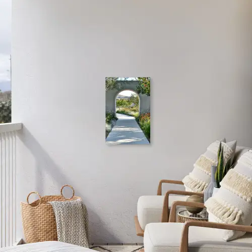 Doorkijk - Pad - Beton - Landschap Tuinposter op houten frame 2 cm dik klein -sfeer1