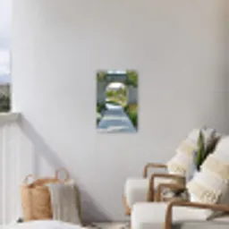 Doorkijk - Pad - Beton - Landschap Tuinposter op houten frame 2 cm dik klein -sfeer1