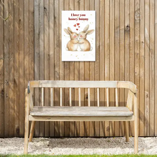 Liefde - Rood - konijn Tuinposter op houten frame 2 cm dik klein -sfeer4