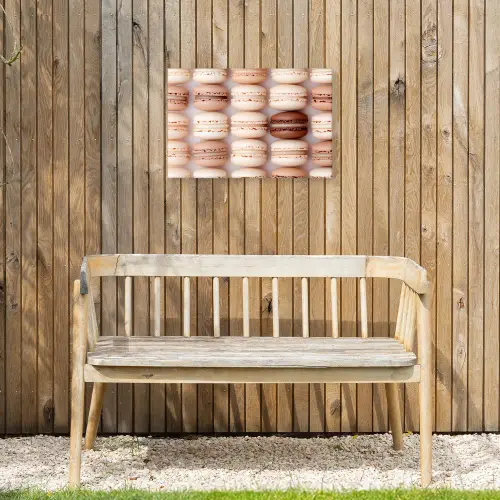 Macarons - Beige - Bruin Tuinposter op houten frame 2 cm dik klein -sfeer4