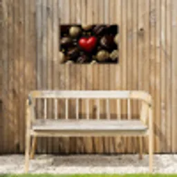 Macarons - Rood - Hart Tuinposter op houten frame 2 cm dik klein -sfeer4