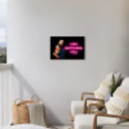 Man - Tekst - Neon Tuinposter op houten frame 2 cm dik klein -sfeer1