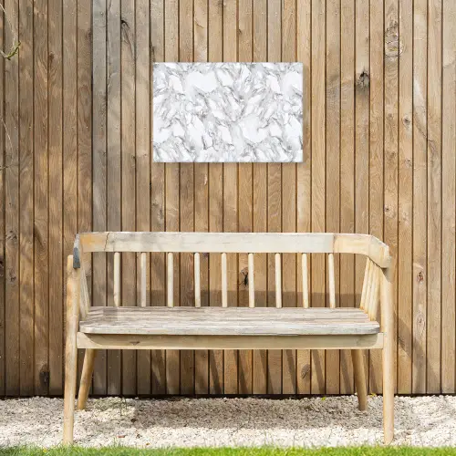 Marmer - Gelaagd - Brekend - Grijsstructuur Tuinposter op houten frame 2 cm dik klein 845 -sfeer4
