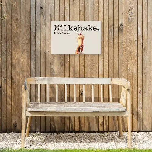 Milkshake - Kers - Rietje Tuinposter op houten frame 2 cm dik klein -sfeer4