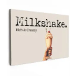 Milkshake - Kers - Rietje Tuinposter op houten frame 2 cm dik klein -3d