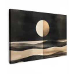 Maan - Cirkel - Goud Tuinposter op houten frame 2 cm dik klein -3d