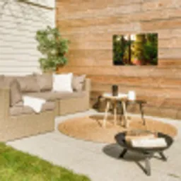 Mossig bospad Tuinposter op houten frame 2 cm dik klein -sfeer2