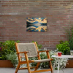 Berg - Rivier - Zonsondergang Tuinposter op houten frame 2 cm dik klein -sfeer3