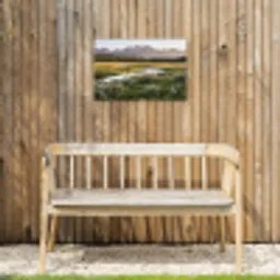 Berglandschap - Rivier - Bos Tuinposter op houten frame 2 cm dik klein -sfeer4