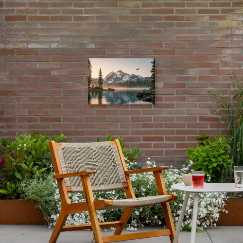 Bergen - Water - Bomen Tuinposter op houten frame 2 cm dik klein -sfeer3