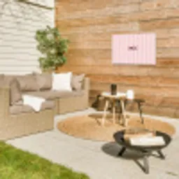 Nice - Strepen - Roze Tuinposter op houten frame 2 cm dik klein -sfeer2