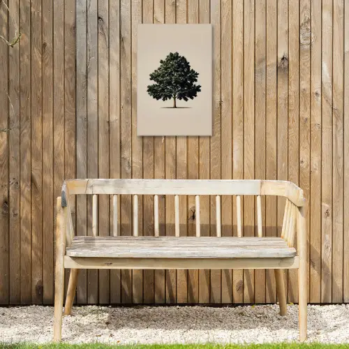 Eikenboom - Schaduw - Egaal Tuinposter op houten frame 2 cm dik klein -sfeer4