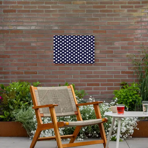 Oceaan - Stippen - Blauw - Wit Tuinposter op houten frame 2 cm dik klein 845 -sfeer3