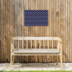 Oceaan - Schelp - Blauw - Wit Tuinposter op houten frame 2 cm dik klein 845 -sfeer4