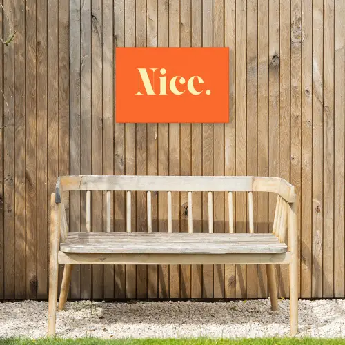 Oranje - Gebroken wit - Nice Tuinposter op houten frame 2 cm dik klein -sfeer4
