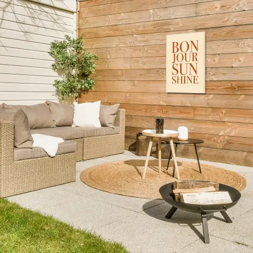 Oranje - Quote - Sun Tuinposter op houten frame 2 cm dik klein -sfeer2