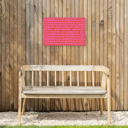 Organisch - Raster - Roze Tuinposter op houten frame 2 cm dik klein 845 -sfeer4