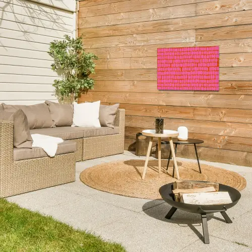 Organisch - Raster - Roze Tuinposter op houten frame 2 cm dik klein 845 -sfeer2