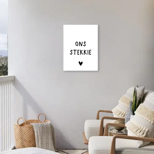 Ons stekkie - Spreuken - Quotes Tuinposter op houten frame 2 cm dik klein -sfeer1