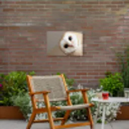 Uil - Bruin - Wit Tuinposter op houten frame 2 cm dik klein -sfeer3