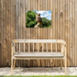 Uil - Boomstronk - Bos - Lucht Tuinposter op houten frame 2 cm dik klein -sfeer4