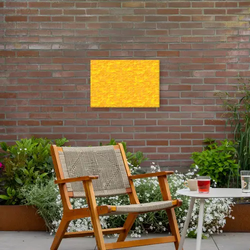 Verf - Texturen - Kwasten - geel Tuinposter op houten frame 2 cm dik klein 845 -sfeer3
